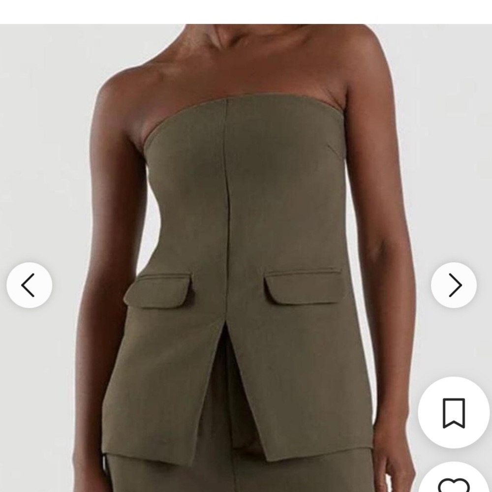 DISSH Willa Petrol Khaki Strapless Top with Pockets Size 6